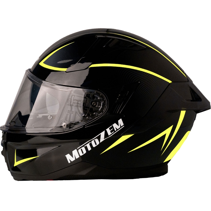 Cască integrală de motocicletă MotoZem Guardian negru-galben - II. calitate