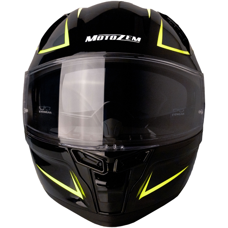 Cască integrală de motocicletă MotoZem Guardian negru-galben - II. calitate