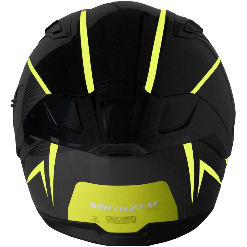 Cască integrală de motocicletă MotoZem Guardian negru-galben - II. calitate
