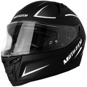 Cască integrală de motocicletă MotoZem Guardian, negru mat-alb-gri - II. calitate