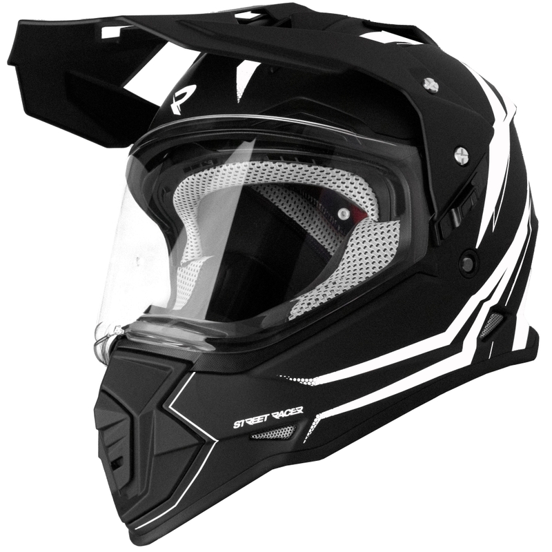 Casca moto enduro Street Racer Ignite alb-negru mat - II. calitate - II. calitate