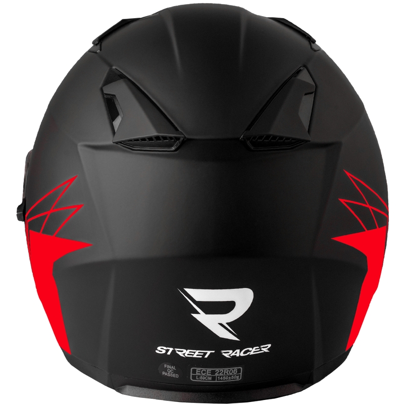 Cască de motocicletă deschisă Street Racer Sonic negru mat-roșu - II. calitate