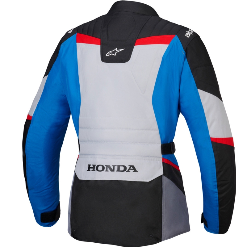 Geacă motocicletă impermeabilă Alpinestars Stella ST-1 pentru femei, colecția Honda gri-albastru-negru-roșu