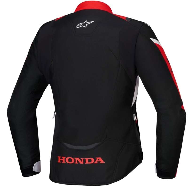 Jachetă moto Alpinestars Stella T-Jaws V4 impermeabilă pentru femei, colecția Honda, negru-roșu-alb