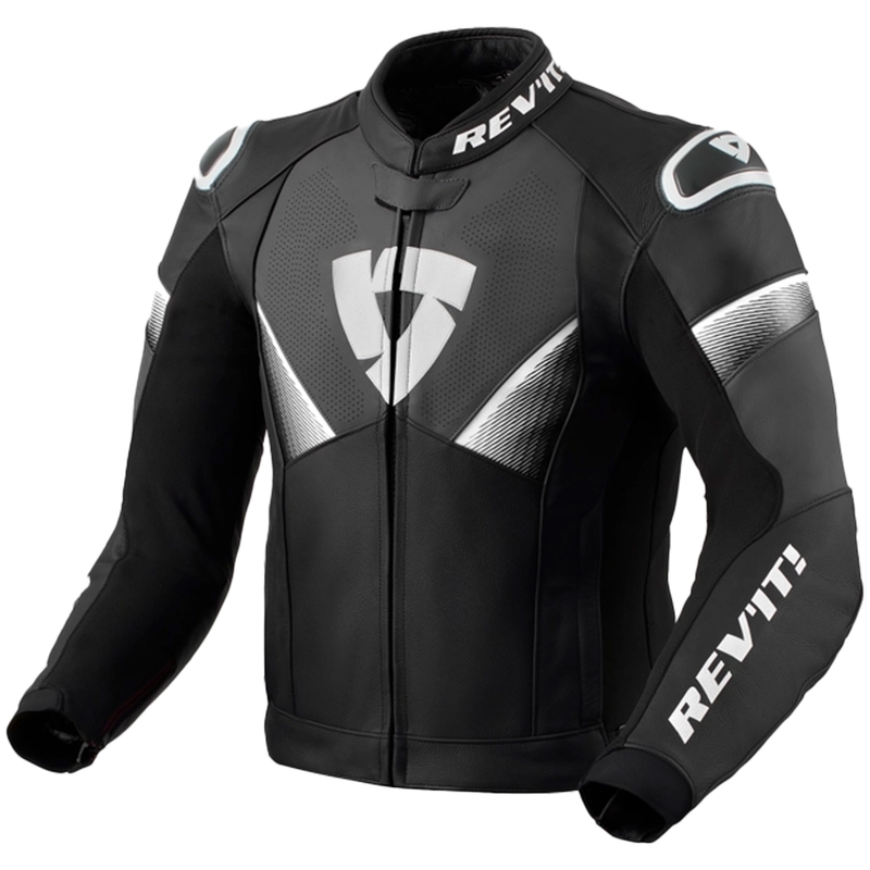 Geacă moto din piele Revit Argon 2 alb-negru