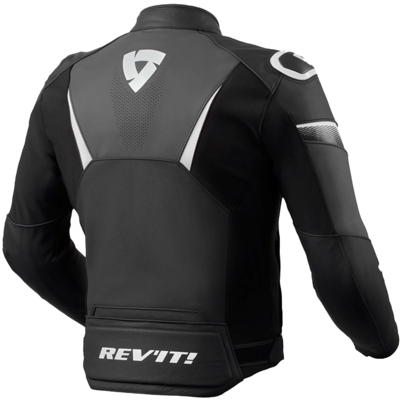 Geacă moto din piele Revit Argon 2 alb-negru