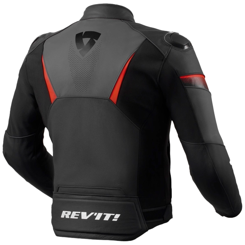 Geacă moto din piele Revit Argon 2 negru-rosu fluo