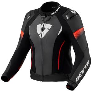 Jachetă de motocicletă pentru femei Revit Xena 4 Pro Black-Fluo Red din piele de motocicletă