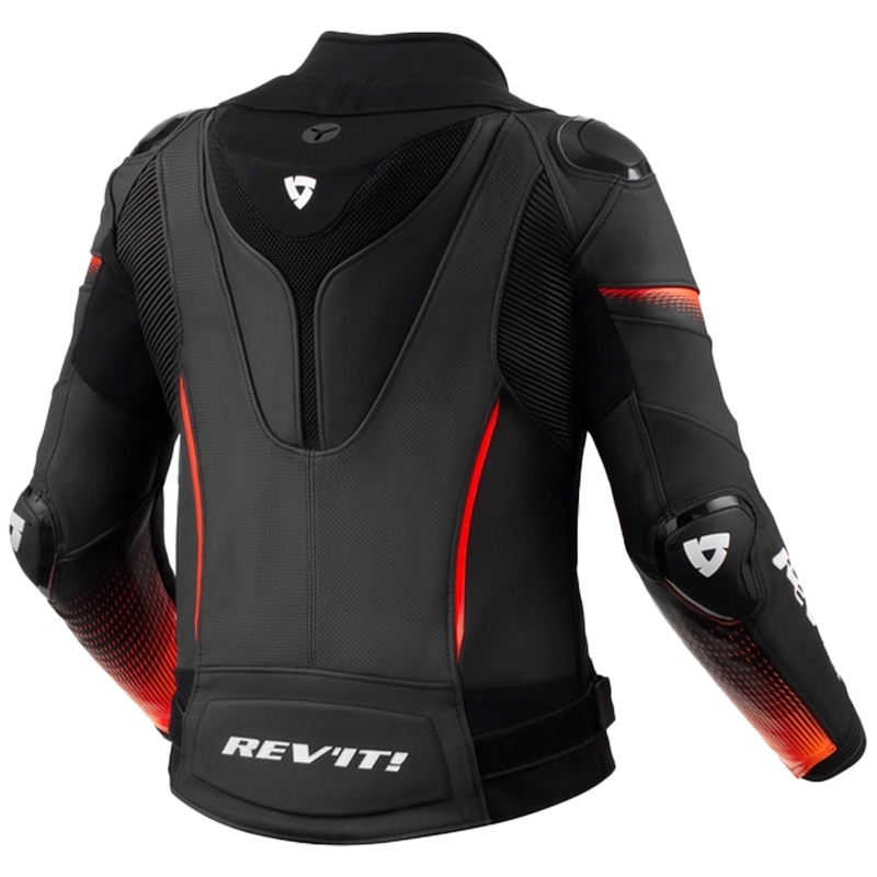 Jachetă de motocicletă pentru femei Revit Xena 4 Pro Black-Fluo Red din piele de motocicletă