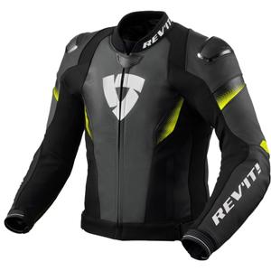 Geaca de piele pentru motociclete Revit Control negru-galben fluo