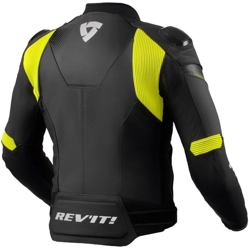 Geaca de piele pentru motociclete Revit Control negru-galben fluo