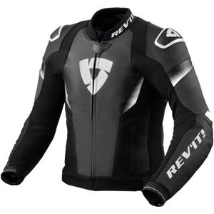 Geaca de piele pentru motociclete Revit Control alb-negru