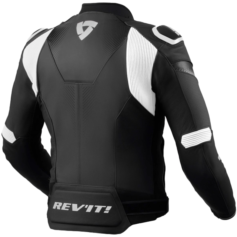 Geaca de piele pentru motociclete Revit Control alb-negru