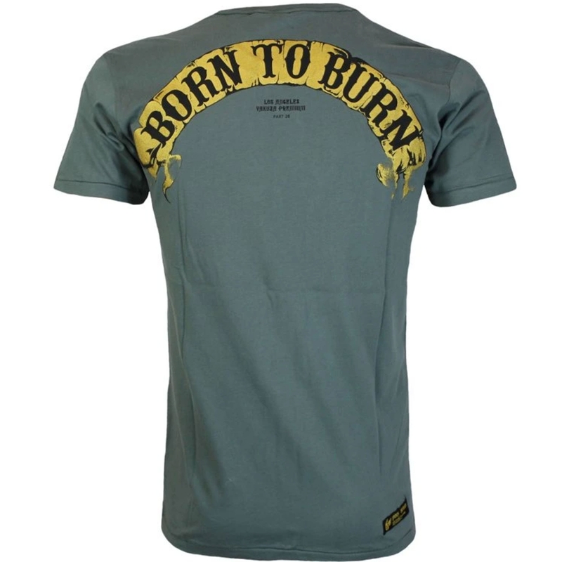 Tricou Yakuza Premium Born To Burn Flying Riots Los Angeles verde măsliniu