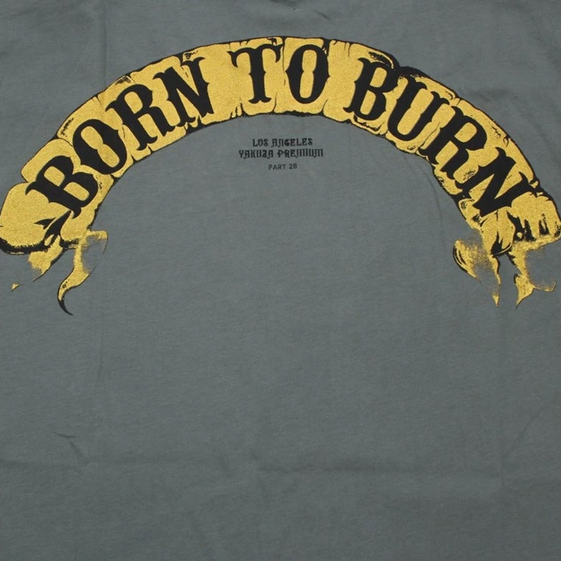 Tricou Yakuza Premium Born To Burn Flying Riots Los Angeles verde măsliniu