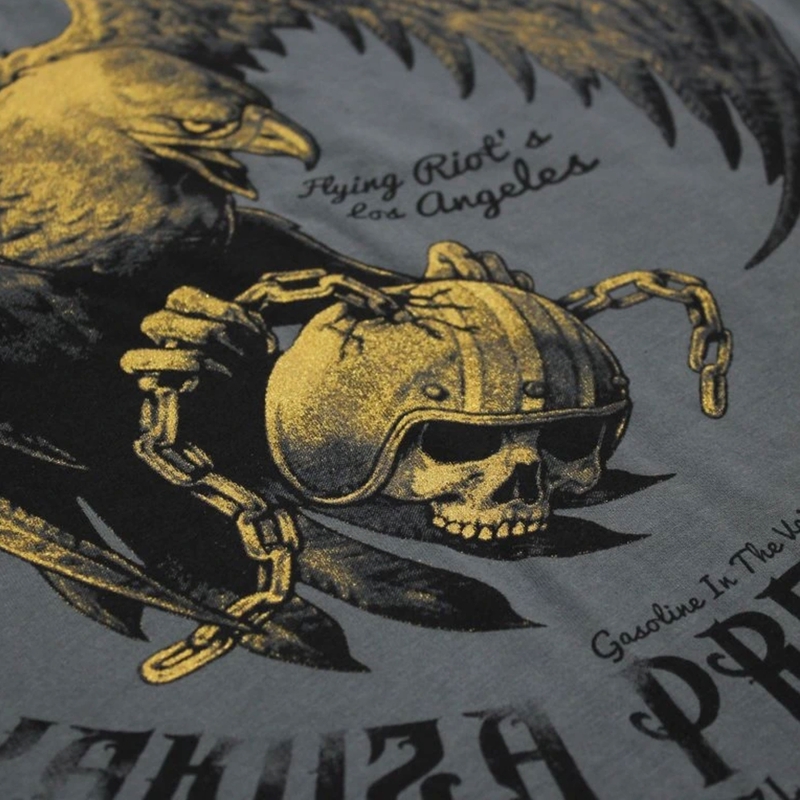 Tricou Yakuza Premium Born To Burn Flying Riots Los Angeles verde măsliniu