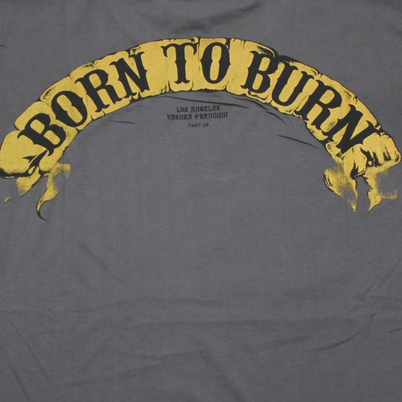 Tricou Yakuza Premium Born To Burn Flying Riots Los Angeles gri închis