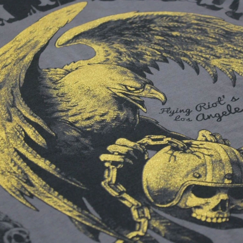 Tricou Yakuza Premium Born To Burn Flying Riots Los Angeles gri închis