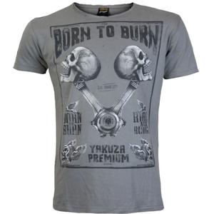 Tricou Yakuza Premium Rude and Rough Born to Burn - Gri Los Angeles