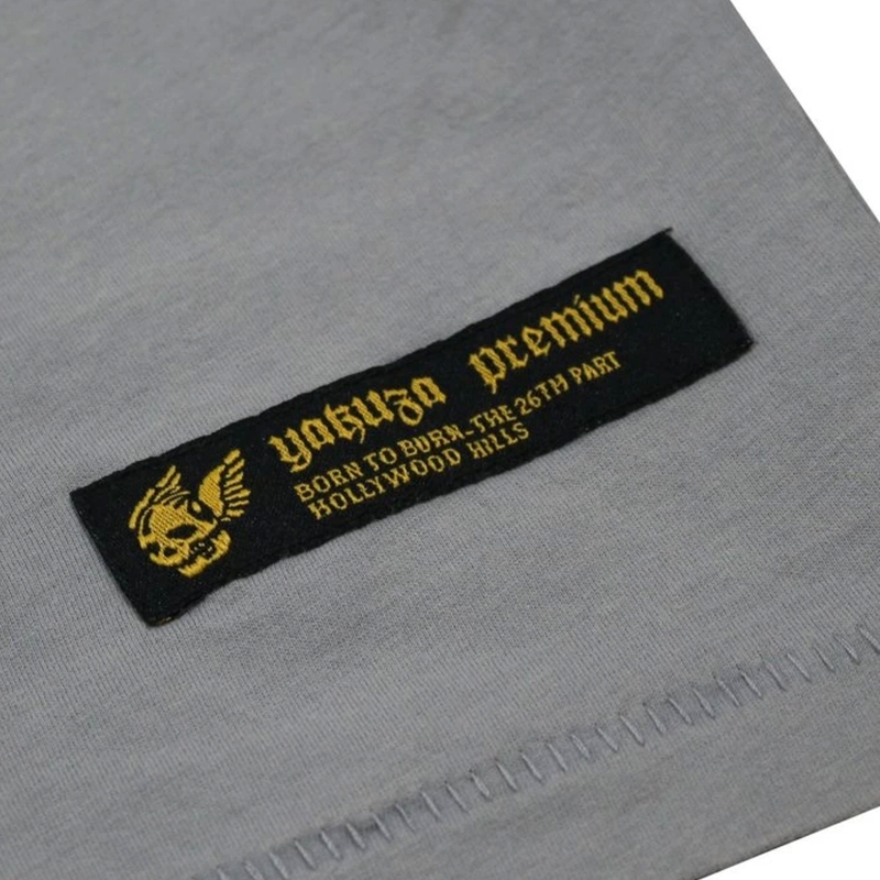 Tricou Yakuza Premium Rude and Rough Born to Burn - Gri Los Angeles