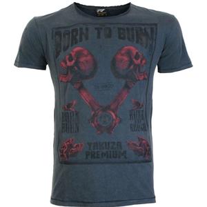 Tricou Yakuza Premium Rude and Rough Born to Burn - Los Angeles albastru