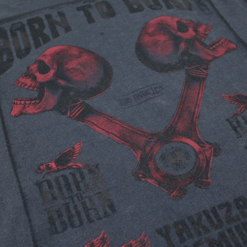 Tricou Yakuza Premium Rude and Rough Born to Burn - Los Angeles albastru