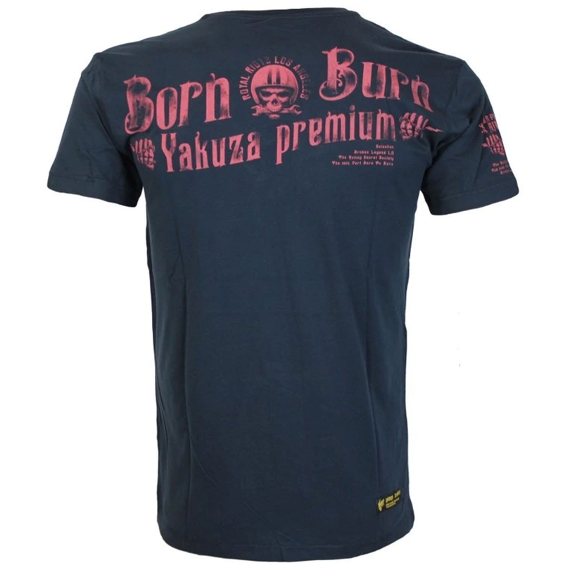 Tricou Yakuza Premium Hell Rider - Born to Burn albastru închis