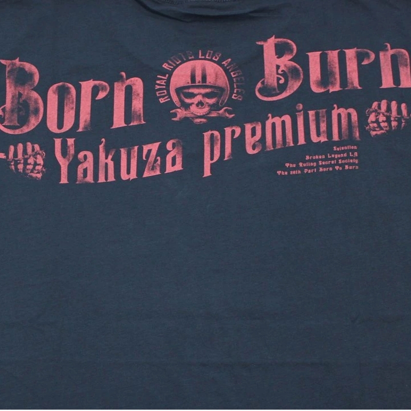 Tricou Yakuza Premium Hell Rider - Born to Burn albastru închis