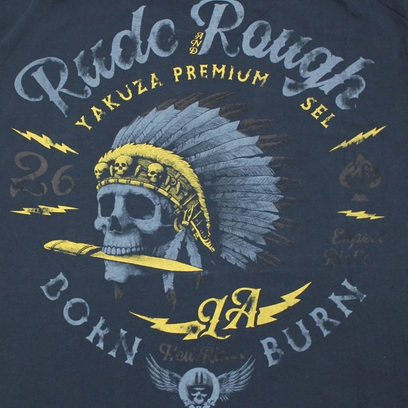 Tricou Yakuza Premium Rude and Rough - Los Angeles albastru închis
