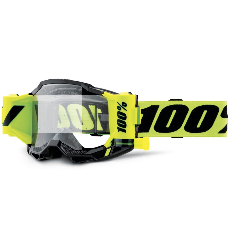 Ochelari motocross 100% Accuri 2 Forecast galben fluo cu plexiglas transparent