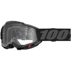 Ochelari de motocross pentru copii 100% Accuri 2 Junior negri cu plexiglas transparent