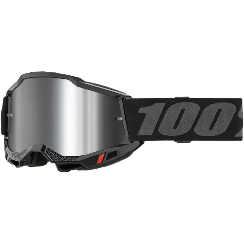 Ochelari de motocross pentru copii 100% Accuri 2 Junior negri cu plexiglas argintiu