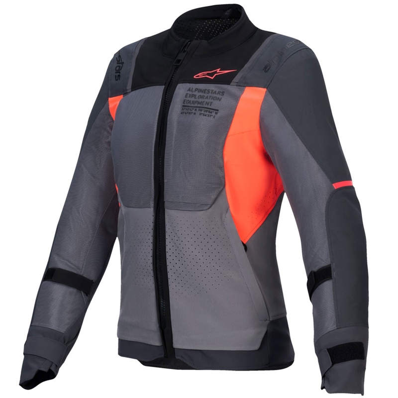 Geacă de motocicletă Alpinestars Stella ST-2 Air pentru femei gri-gri închis-coral fluo