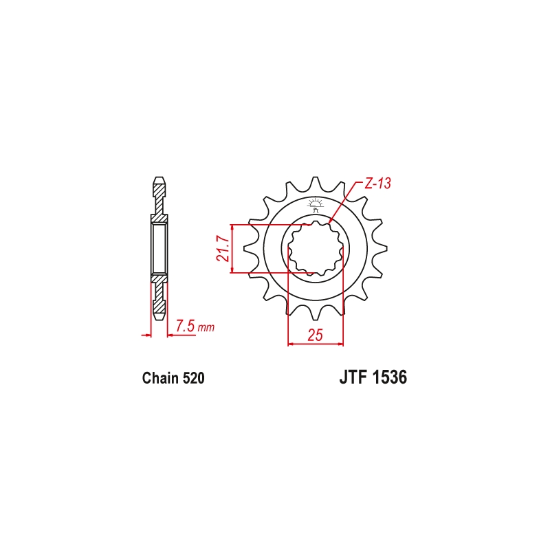 Pinion fata JT 15T, 520