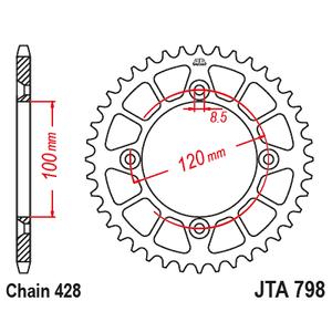 Foaie spate ALU JT JTA 798-47BLK 47T, 428 Negru