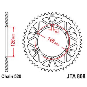 Foaie spate ALU JT JTA 808-49BLK 49T, 520 Negru