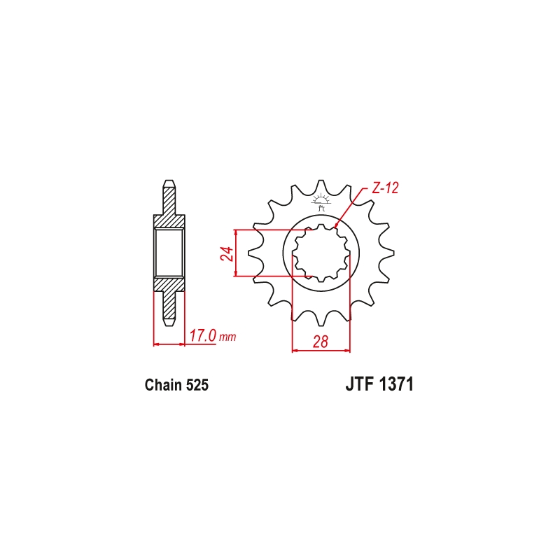 Pinion fata JT 15T, 525