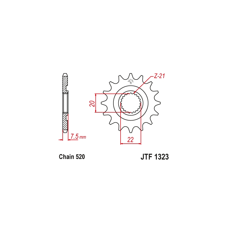 Pinion fata JT 13T, 520