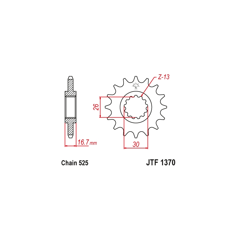 Pinion fata JT 16T, 525