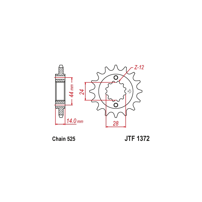 Pinion fata JT 17T, 525