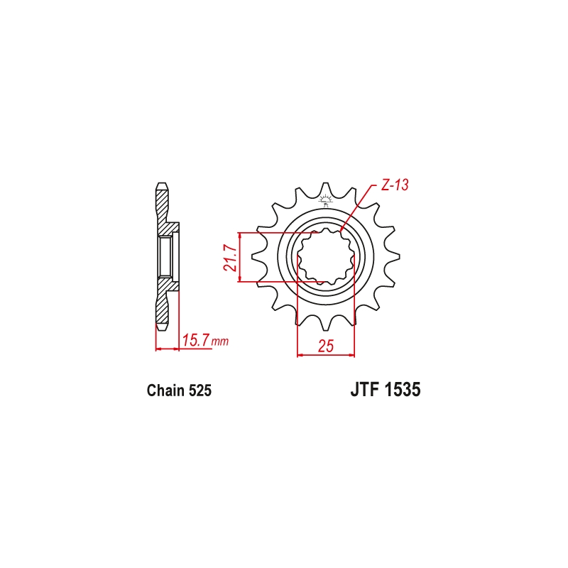Pinion fata JT 15T, 525