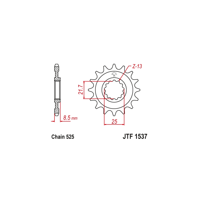 Pinion fata JT 17T, 525