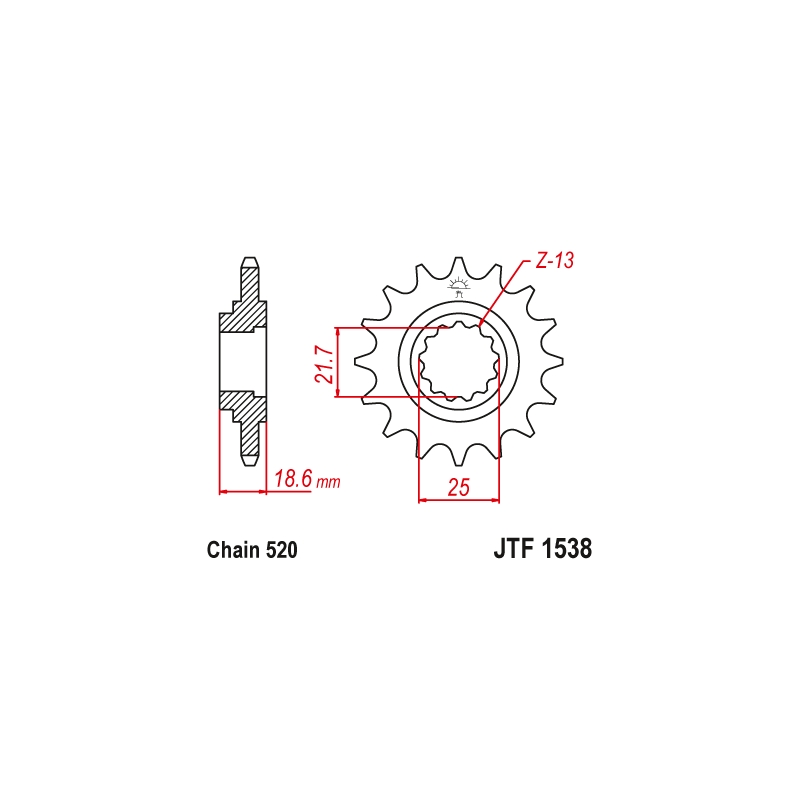 Pinion fata JT 15T, 520