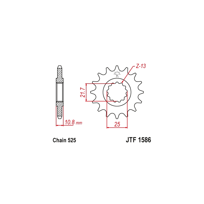 Pinion fata JT 16T, 525
