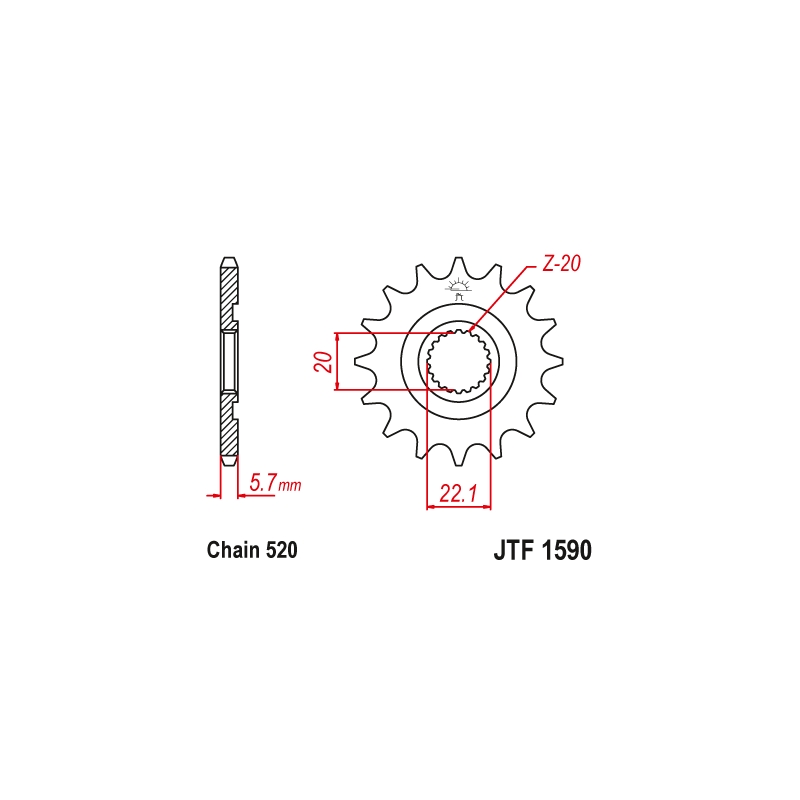 Pinion fata JT 13T, 520