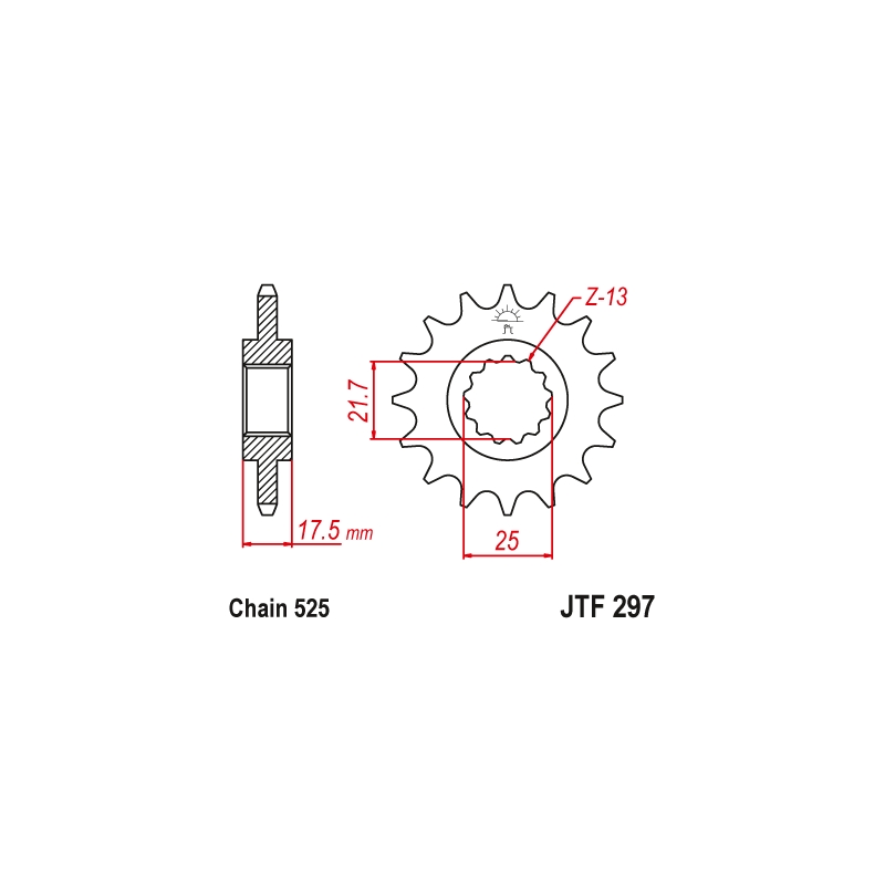 Pinion fata JT 15T, 525