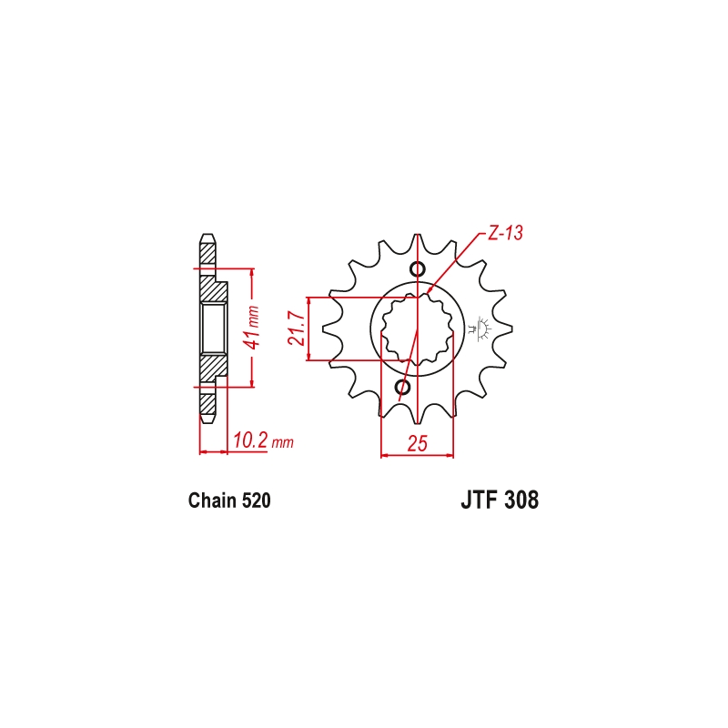 Pinion fata JT 15T, 520