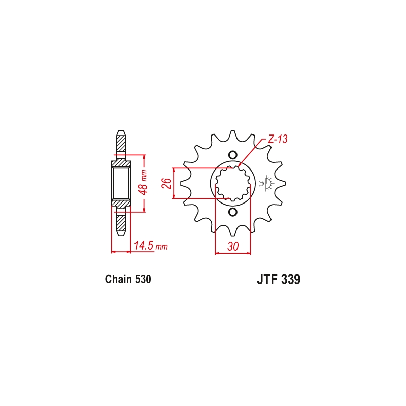 Pinion fata JT 16T, 530