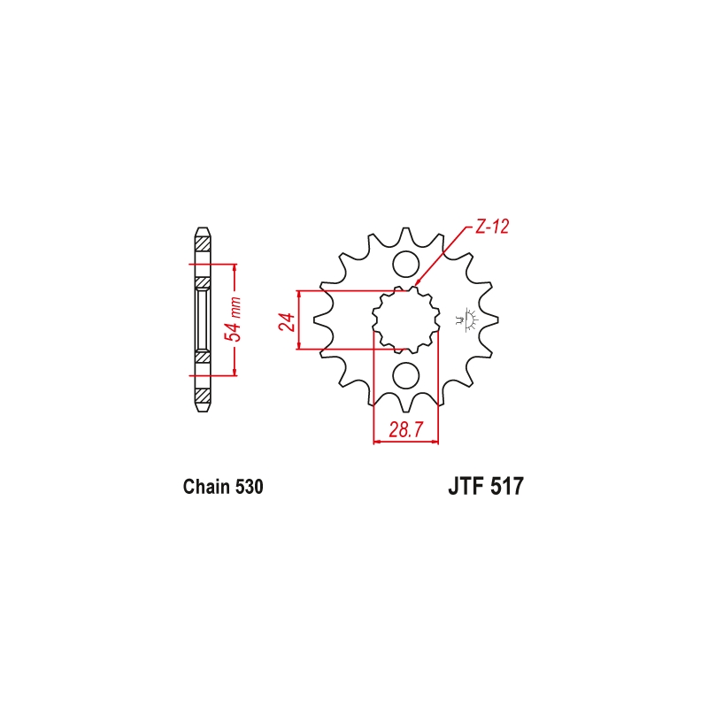 Pinion fata JT 17T, 530