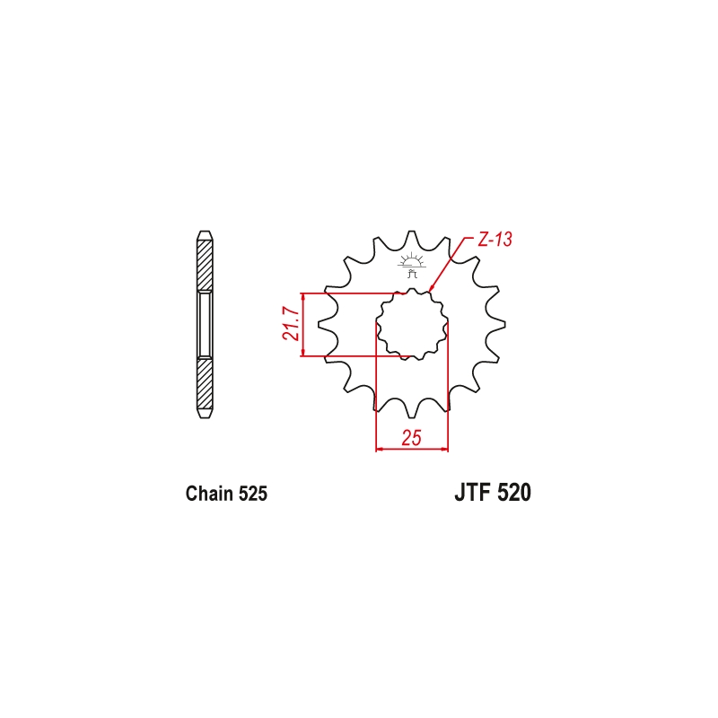 Pinion fata JT 17T, 525